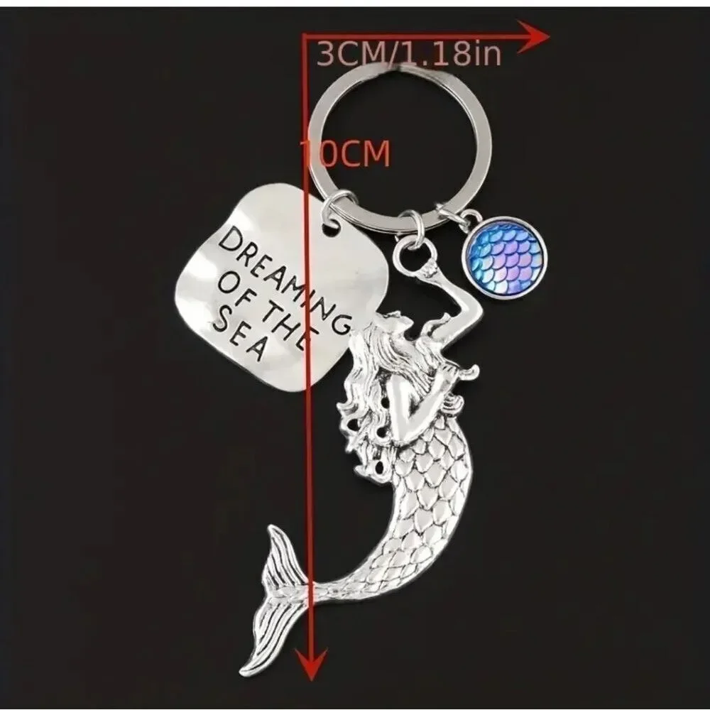 Silver Mermaid keychain dreaming of the sea ocean lover gift